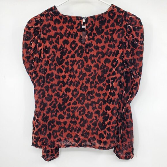 Dolan Anthropologie Charley Velvet Long Sleeved Cheetah Print Shirt XS - Picture 2 of 11